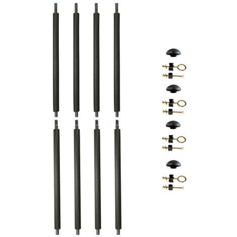 KANGUI Lot de 4 poteaux de filet de sécurité Ø25mm pour trampolines de jardin toutes marques avec mousse, visserie et capuchon (longueur totale 215cm)
