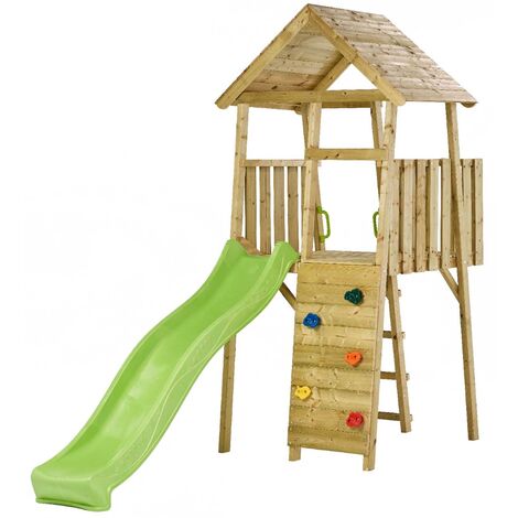 KANGUI Tour de jeux en bois WIKI - Toboggan, mur d'escalade, cabane, échelle