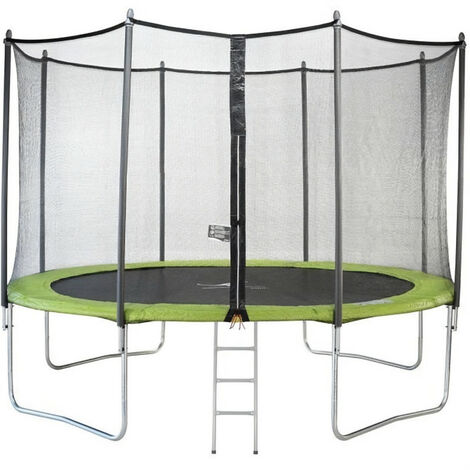 KANGUI Trampoline TWIN Ø 360cm - Vert - avec filet, échelle, couverture de protection
