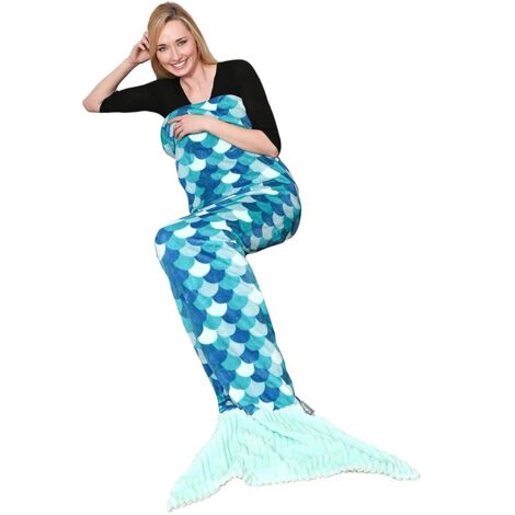 Kanguru Coperta coda da sirena, soffice plaid in pile per divano o letto, sacco a pelo per adulti, Lunga 200 cm, idea per regalo donna Natale o Compleanno, Rosa