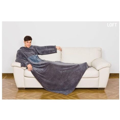 Kanguru Deluxe Loft coperta con maniche 140 x 210 cm Flanella Grigio