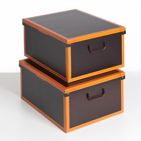 Compactor - Set 2 scatole a righe con coperchio in cartone
