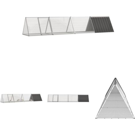 Kaninchenhaltung - vidaXL Kaninchenkäfig Anthrazit 403,5x80,5x71 cm Verzinkter Stahl - Kaninchenkäfig Anthrazit