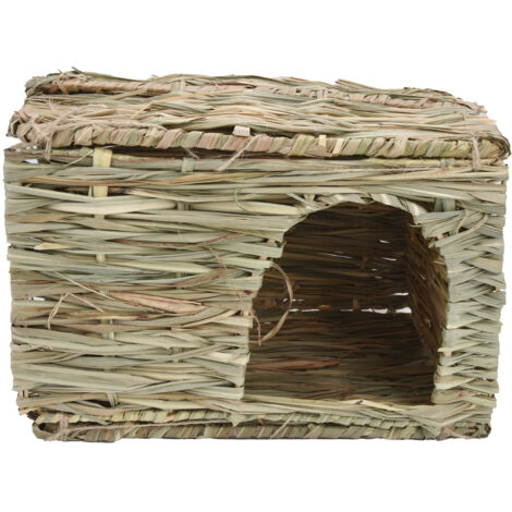 Kaninchenkäfig aus Naturstroh, komfortables, faltbares Haus für Kleintiere