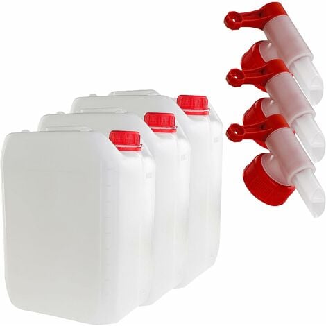 plasteo® 4 x 10L Getränke- Wasserkanister Natur | Lebensmittelecht |  Hergestellt in DE | UN-Zulassung | Tragbar | Indoor und Outdoor | BPA Frei