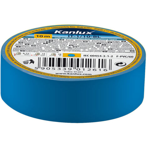 Kanlux 1275 Blue Self-Adhesive Electrical Insulating Tape for Lamp Wiring & Lighting Installations, Cable Repair, Secure Wire Connections, Durable Insulation, 2-Year Warranty