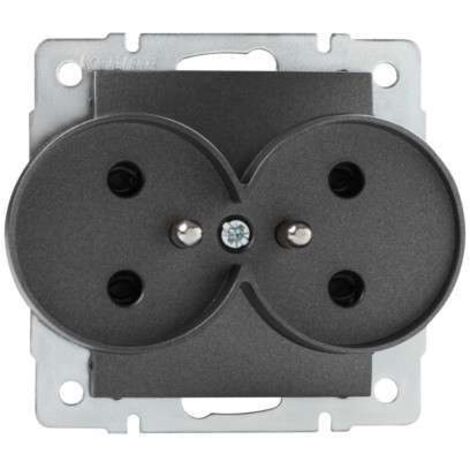 Kanlux – Double prise encastrée 2 sorties – Graphite – 16A – Type E – Indice de protection IP20 – Connecteur à vis pour installation sécurisée