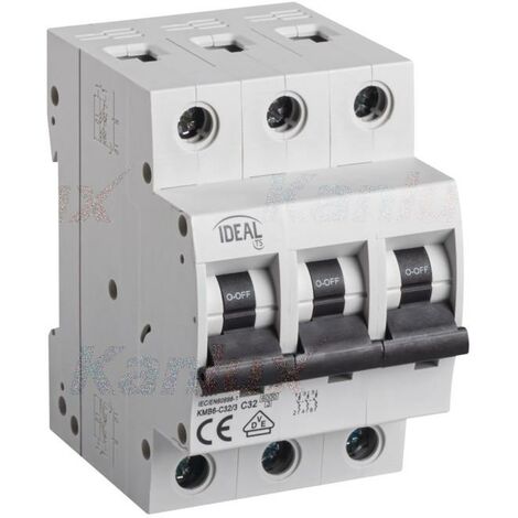 Kanlux KMB6 23155 3-Pole Miniature Circuit Breaker MCB, TH35 DIN Rail Mount, Overload & Short-Circuit Protection for Lighting Circuits, Residential/Commercial DB