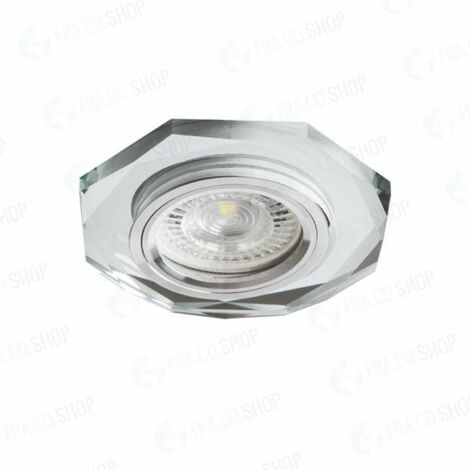 Kanlux OCT-SR portafaretto led in vetro forma ottagonale colore argento per lampadina GX5.3 - GU10- 26715
