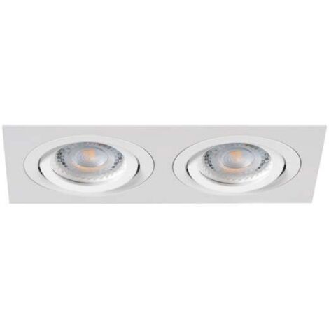 Kanlux – Plafonnier encastré aluminium 2 spots MR16 orientables 30° – Blanc mat – Pour espaces résidentiels et professionnels – IP20