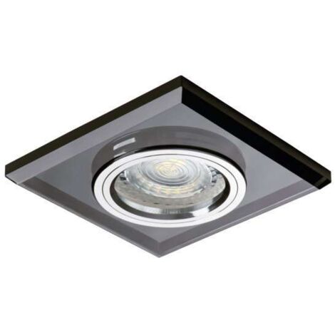 Kanlux – Plafonnier encastré carré 90x90mm – Verre noir – Compatible ampoules MR16 – Installation facile dans un trou de 65 à 70mm