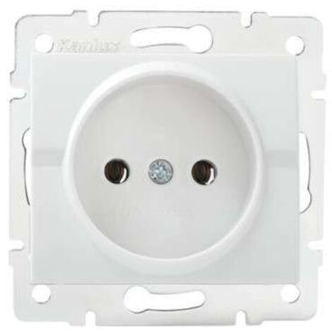 Kanlux – Prise de courant sans terre encastrée – ABS ignifugé – 16A – IP20 – Connecteur à vis – Pour installation dans boîtiers standards 60mm
