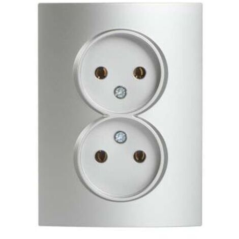 Kanlux – Prise double encastrée sans terre 2P 16A 250V – Connecteur à vis – Indice de protection IP20 – Finition argent élégante