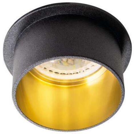 Kanlux – Spot encastrable rond 68mm – Aluminium noir/or – 10W IP20 pour ampoules GU10/MR16 – Installation encastrée pour salons et restaurants