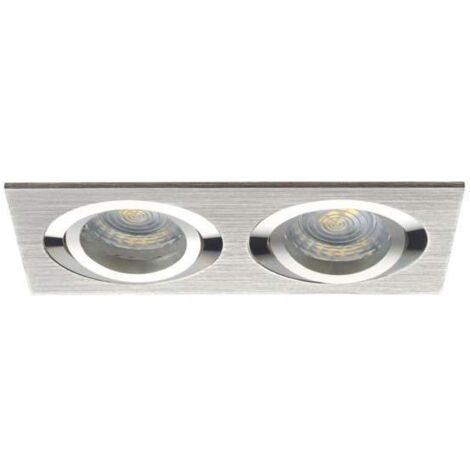 Kanlux – Support 2 spots led encastrable orientable en aluminium brossé – Culot MR16 – Longueur 170mm – Largeur 90mm – IP20 pour intérieur