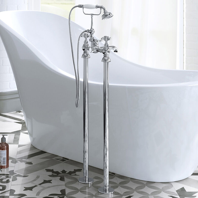 Neshome - Edwin Traditional Freestanding Bath Shower Mixer Tap Chrome