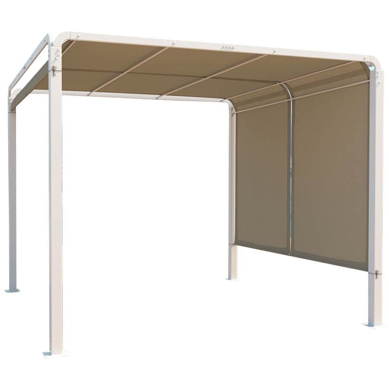 

Concept-usine - Kanpur: Pérgola con lona de poliéster de 3 x 3 m Blanco y Gris topo - Blanco