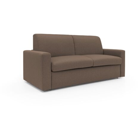 Kansas Sofá cama convertible H20 cm en tela impermeable 192 cm (mat. 140x197) Marrón