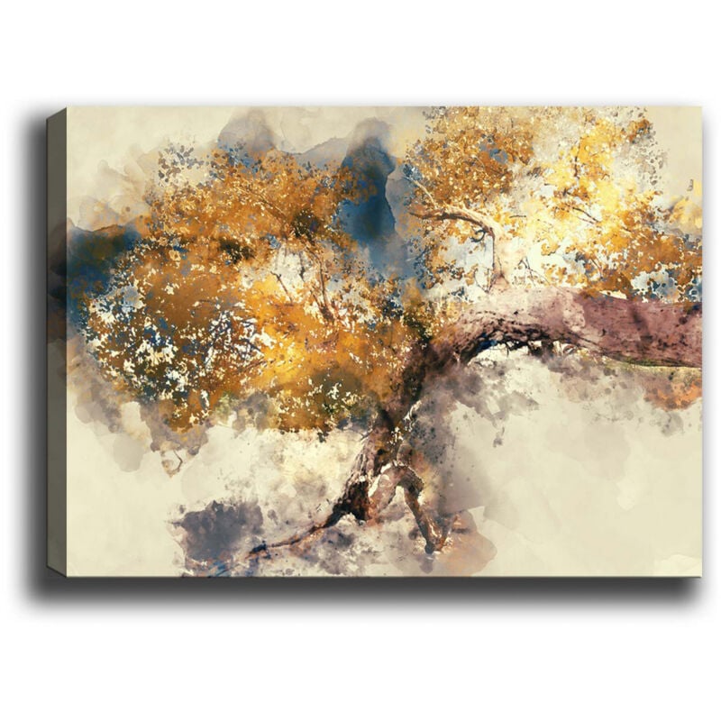 Grande Toile Décorative Multicolore avec Cadre en Bois, 70x100 cm, Idéale pour Salon ou Hall d'Entré