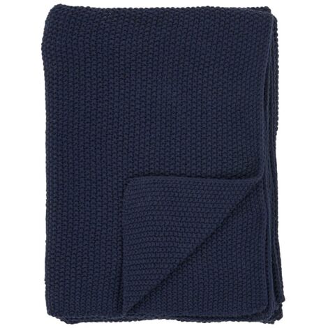 KAPAS - Plaid 130x160 cm 100% Coton Recyclé Bleu Marine