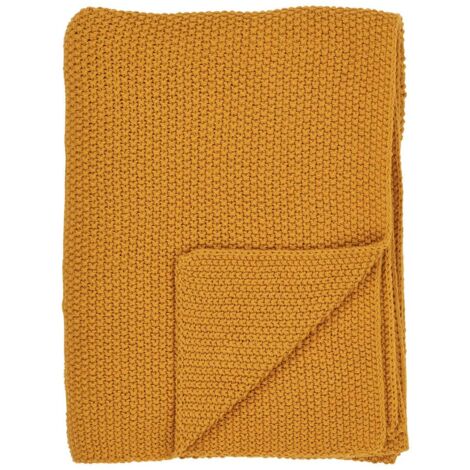 KAPAS - Plaid 130x160 cm 100% Coton Recyclé Jaune Moutarde
