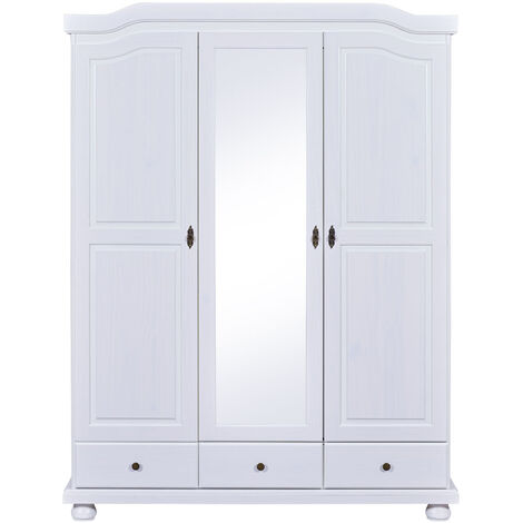 Kapco Armoire 2 portes, 1 porte miroir, 3 tiroirs, blanc.