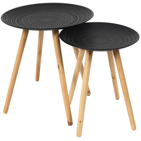 KAPI - Tables Gigognes Noires Motif Pois en Relief