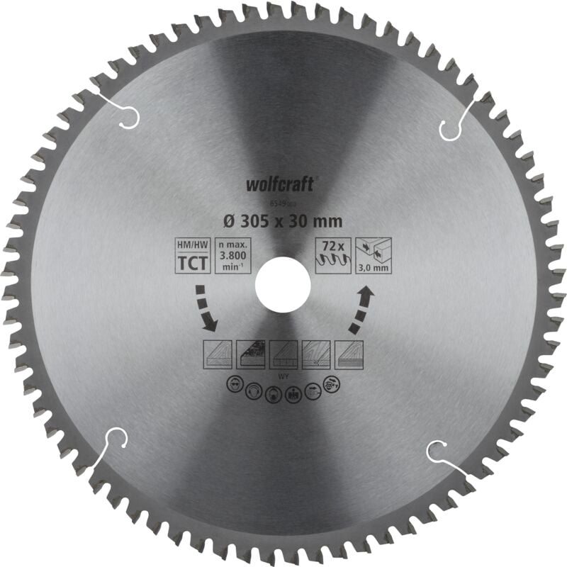 Wolfcraft - Lame de Scies à Onglet ct - 72 Dents et Diamètre 305 mm - réf. 6549000
