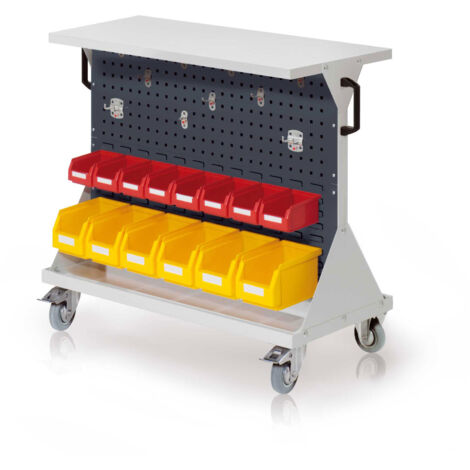 Kappes RasterMobil® Größe 2 - 1000x930x500mm - 2x Lochplatte 2x Schlitzplatte - Ablageboden aus Stahlblech - anthrazitgrau