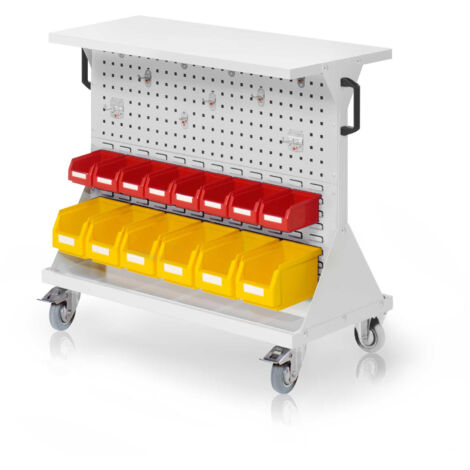 Kappes RasterMobil® Größe 2 - 1000x930x500mm - 2x Lochplatte 2x Schlitzplatte - Ablageboden aus Stahlblech - lichtgrau
