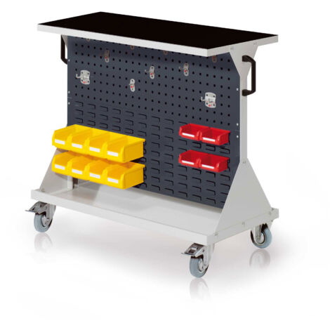 Kappes RasterMobil® Größe 2 - 1000x930x500mm - 2x Lochplatte 2x Schlitzplatte - Auflageboden aus Stahlblech inkl. Riffelgummimatte - anthrazitgrau
