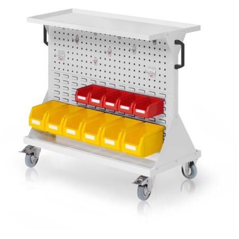 Kappes RasterMobil® Größe 2 - 1000x930x500mm - 2x Lochplatte 2x Schlitzplatte - Auflageboden aus Stahlblech - lichtgrau