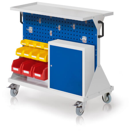 Kappes RasterMobil® Größe 2 - 1000x930x500mm - 2x Lochplatten 2xSchlitzplatten - 1x Einhängeschrank - Auflageboden aus Stahlblech - enzianblau