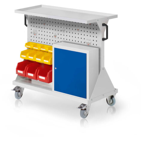 Kappes RasterMobil® Größe 2 - 1000x930x500mm - 2x Lochplatten 2xSchlitzplatten - 1x Einhängeschrank - Auflageboden aus Stahlblech - lichtgrau