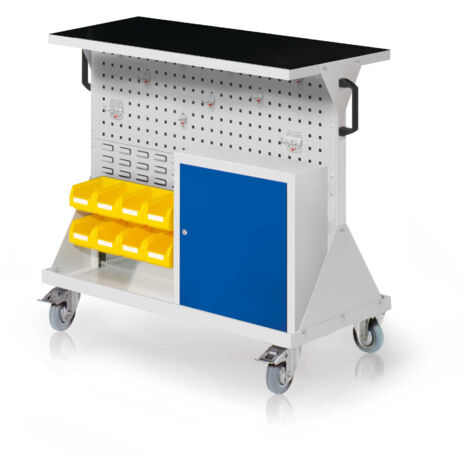 Kappes RasterMobil® Größe 2 - 1000x930x500mm - 2x Lochplatten 2xSchlitzplatten - 1x Einhängeschrank - Auflageboden inkl. Riffelgummimatte - lichtgrau