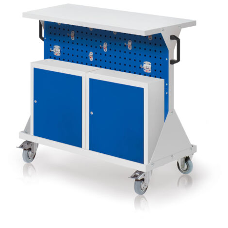 Kappes RasterMobil® Größe 2 - 1000x930x500mm - 4x Lochplatten - 2x Einhängeschrank - Ablageboden aus Stahlblech - enzianblau