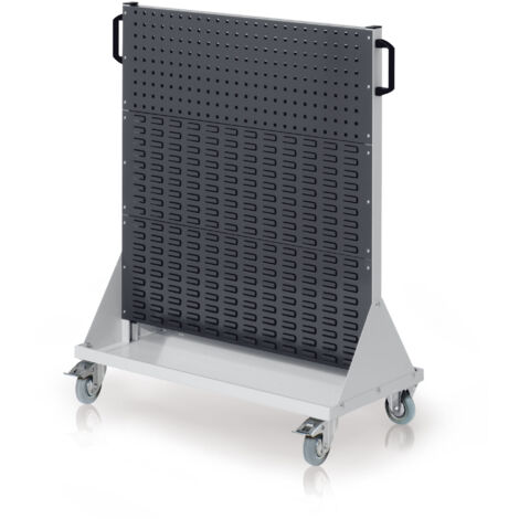 Kappes RasterMobil® mobiler Arbeitsplatzschrank Größe 3 1230x1000x500mm 2 Lochplatten 4 Schlitzplatten - anthrazitgrau