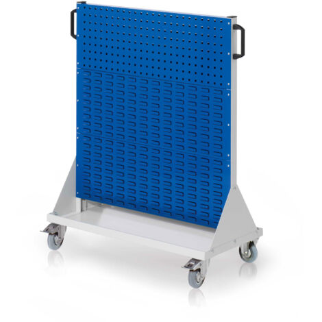 Kappes RasterMobil® mobiler Arbeitsplatzschrank Größe 3 1230x1000x500mm 2 Lochplatten 4 Schlitzplatten - enzianblau