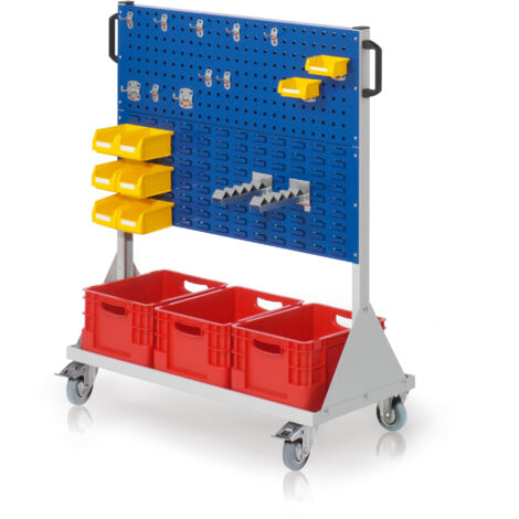 Kappes RasterMobil® mobiler Arbeitsplatzschrank Größe 3 1230x1000x500mm - 2x Lochplatte 2x Schlitzplatte - 29-teilig - enzianblau