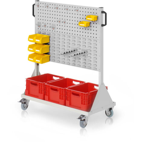 Kappes RasterMobil® mobiler Arbeitsplatzschrank Größe 3 1230x1000x500mm - 2x Lochplatte 2x Schlitzplatte - 29-teilig - lichtgrau