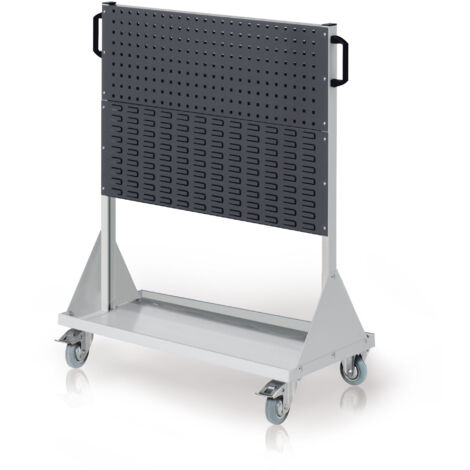 Kappes RasterMobil® mobiler Arbeitsplatzschrank Größe 3 1230x1000x500mm - 2x Lochplatte 2x Schlitzplatte - anthrazitgrau