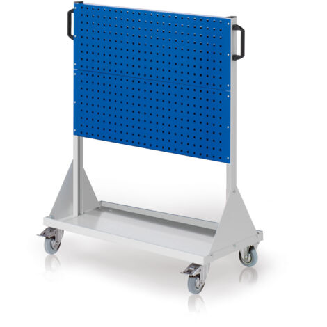 Kappes RasterMobil® mobiler Arbeitsplatzschrank Größe 3 1230x1000x500mm - 2x Lochplatte 2x Schlitzplatte - enzianblau