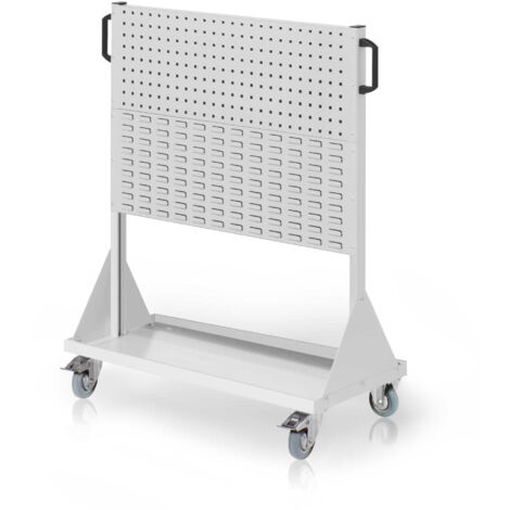 Kappes RasterMobil® mobiler Arbeitsplatzschrank Größe 3 1230x1000x500mm - 2x Lochplatte 2x Schlitzplatte - lichtgrau