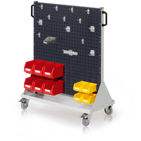 Kappes RasterMobil® mobiler Arbeitsplatzschrank Größe 3 1230x1000x500mm 4 Lochplatten 2 Schlitzplatten 31-teilig - anthrazitgrau