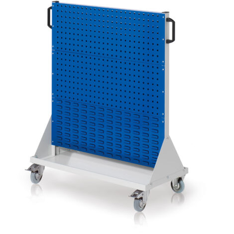 Kappes RasterMobil® mobiler Arbeitsplatzschrank Größe 3 1230x1000x500mm 4 Lochplatten 2 Schlitzplatten - enzianblau