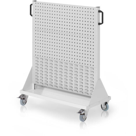 Kappes RasterMobil® mobiler Arbeitsplatzschrank Größe 3 1230x1000x500mm 4 Lochplatten 2 Schlitzplatten - lichtgrau