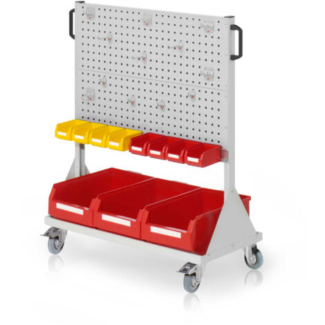 Kappes RasterMobil® mobiler Arbeitsplatzschrank Größe 3 1230x1000x500mm - 4x Lochplatte - 28-teilig - lichtgrau
