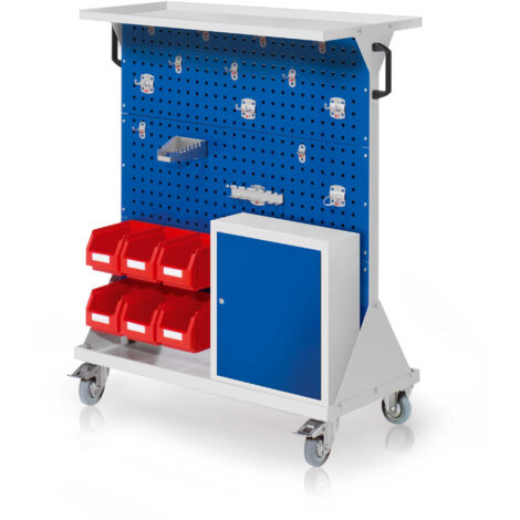 Kappes RasterMobil® mobiler Arbeitsplatzschrank Größe 3 1270x1000x500mm 29-teilig mit Auflageboden aus Stahlblech und Einhängeschrank enzianblau