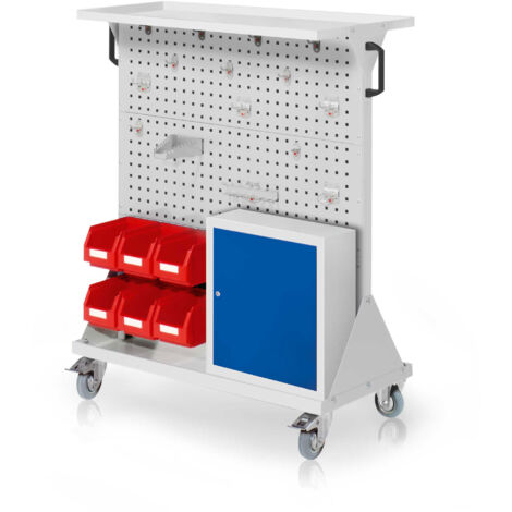 Kappes RasterMobil® mobiler Arbeitsplatzschrank Größe 3 1270x1000x500mm 29-teilig mit Auflageboden aus Stahlblech und Einhängeschrank lichtgrau