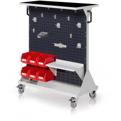 Kappes RasterMobil® mobiler Arbeitsplatzschrank Größe 3 1270x1000x500mm 29-teilig mit Auflageboden inkl. Riffelgummimatte - anthrazitgrau